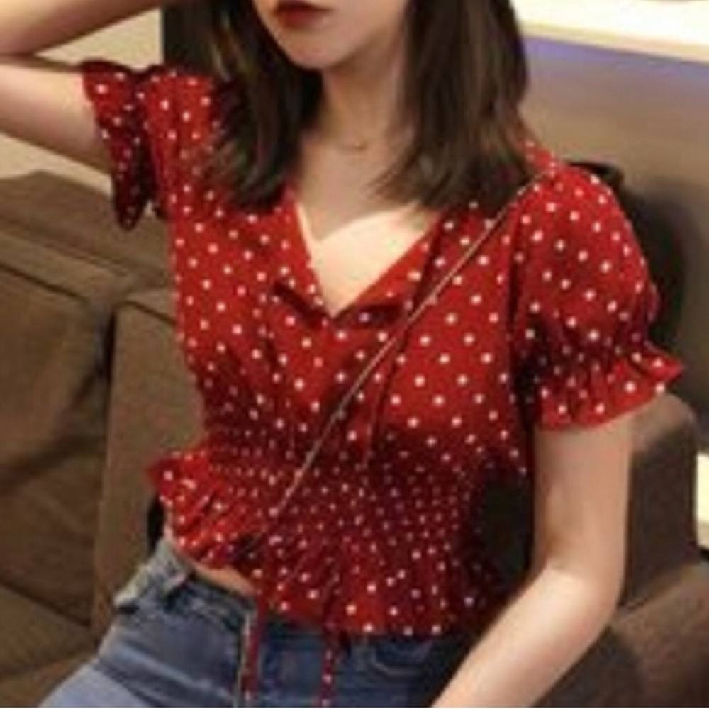 Red Polka Dot Women's Top
